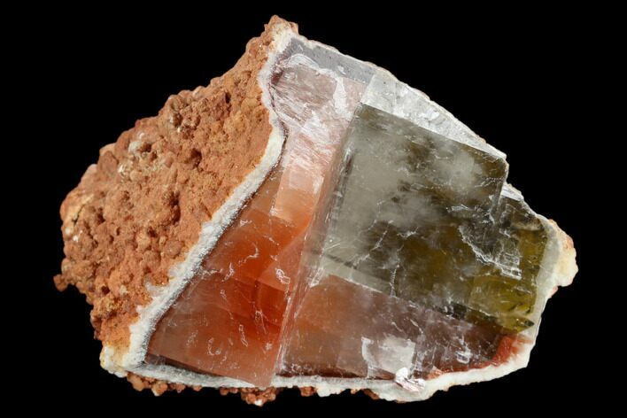 Orange Aragonite on Scalenohedral Calcite - Mexico #127085